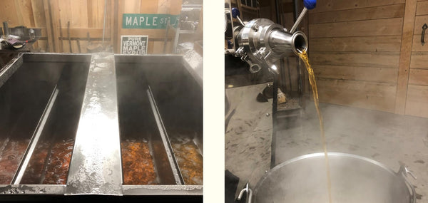 Sweetening the pans during maple syrup sugaring season