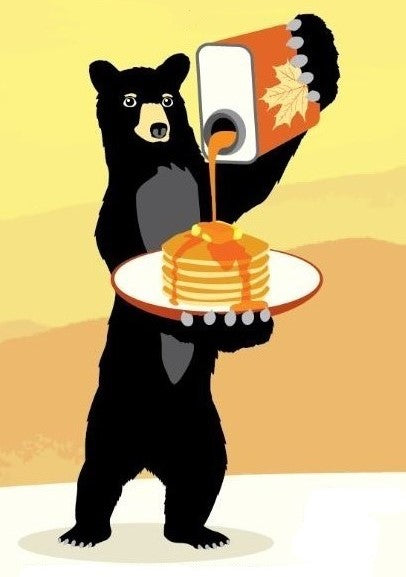 the Maple Farmers Bear knows how to pour on the best pure Vermont maple syrup from Traditional Maple Farmers