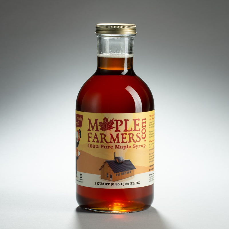 pure Vermont maple syrup in quart glass bottle - amber and rich ALT