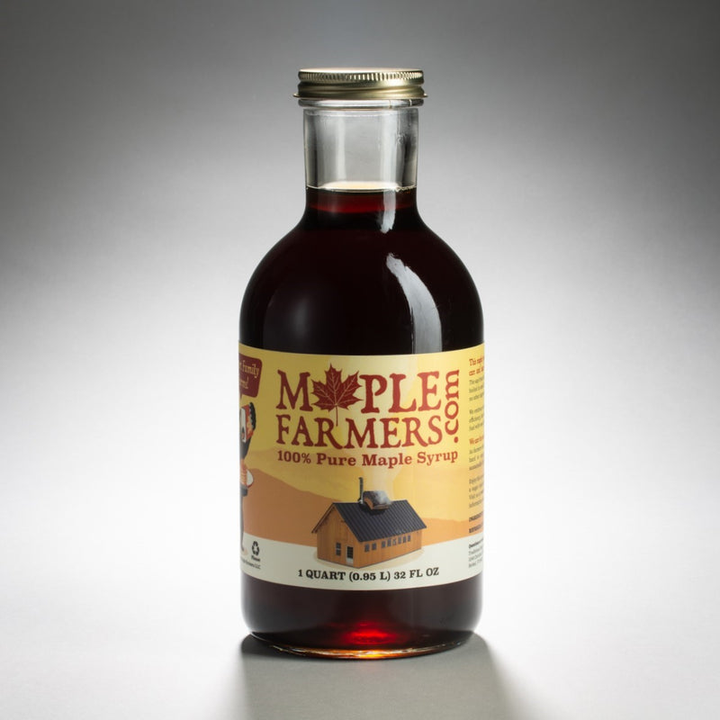 pure Vermont maple syrup in quart glass bottle - very dark and strong ALT