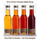 Vermont sugarhouse maple syrup sampler from Maple Farmers - complete tasting kit from small family farms - big bottles with 20oz total